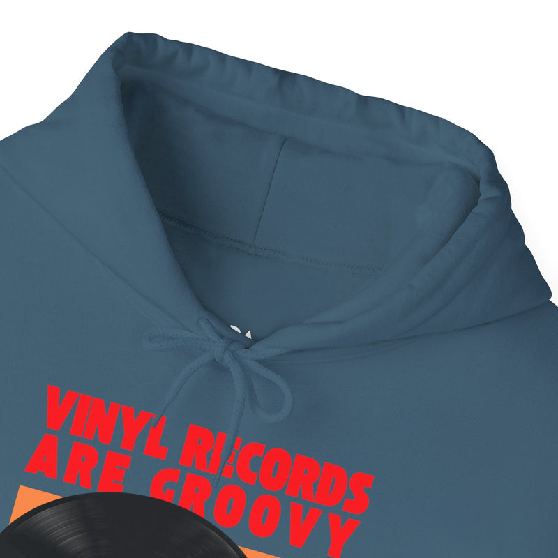 'Vinyl Records Are Groovy' Men's Hoodie, in display