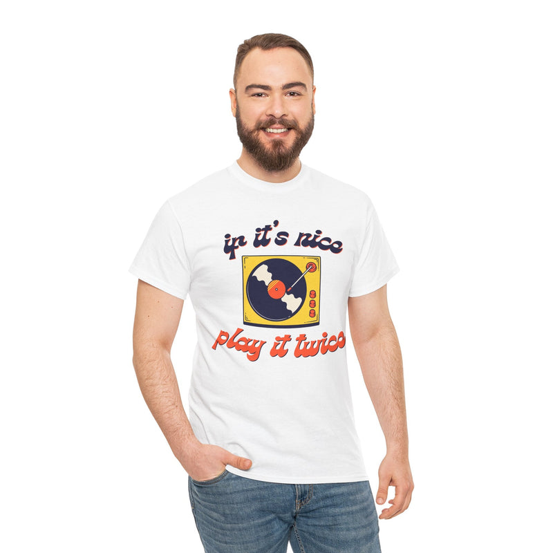 'If It’s Nice, Play It Twice' Vinyl T-Shirt, rear view