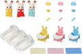 Sylvanian Families Chocolate Rabbit Triplets Care Set for Age 3 and Up, in display