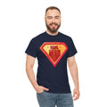 'Vinyl Man' Men's Superhero T-Shirt, rear view