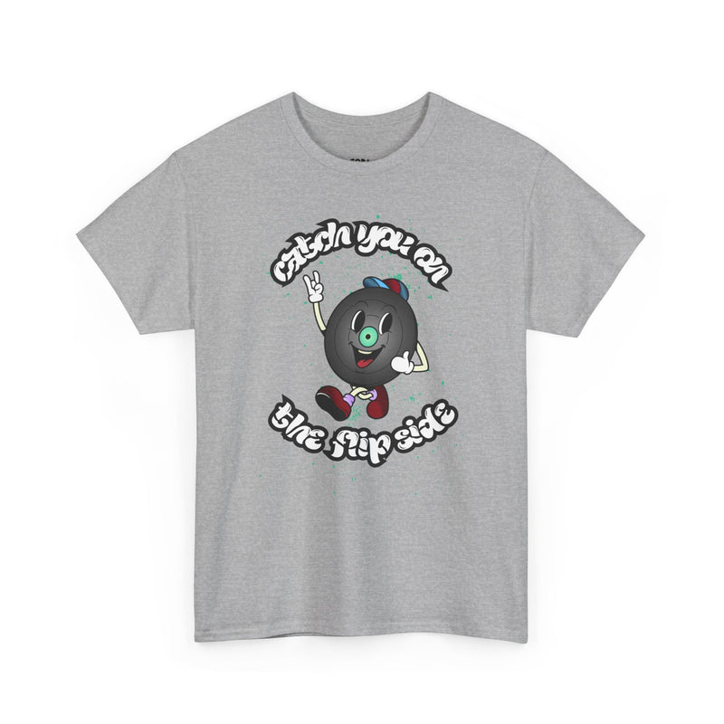 'Catch You On The Flip Side' Men's Vinyl T-Shirt, product detail