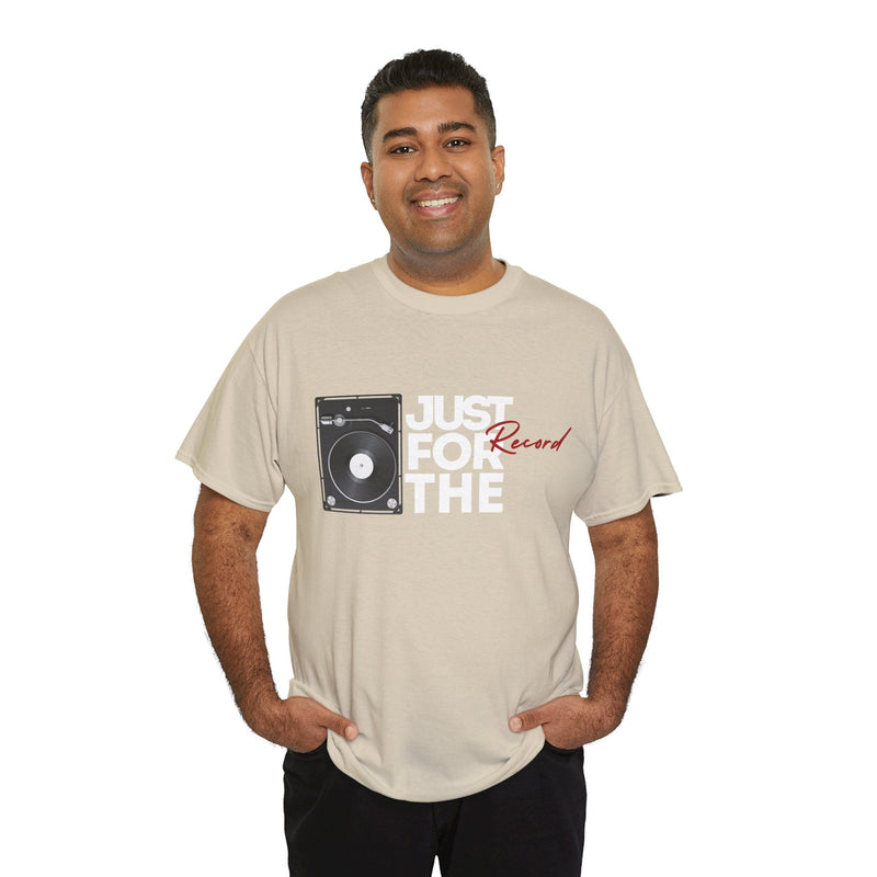 'Just for the Record' Men's Vinyl T-Shirt, close-up detail