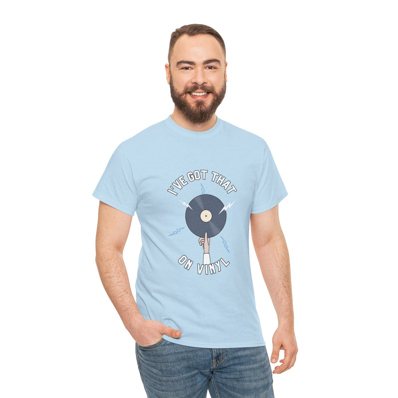 'I've Got That On Vinyl' T-Shirt, size reference