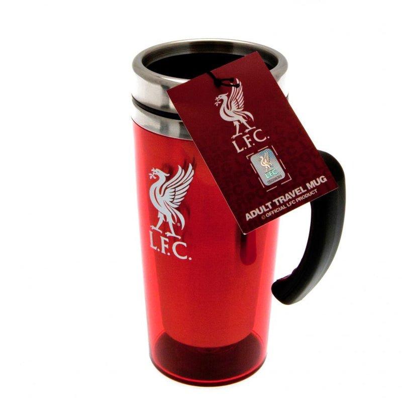 Liverpool FC Handled Travel Mug, side angle