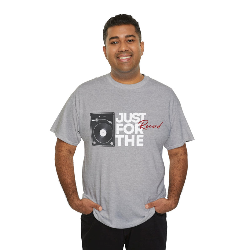 'Just for the Record' Men's Vinyl T-Shirt, side angle