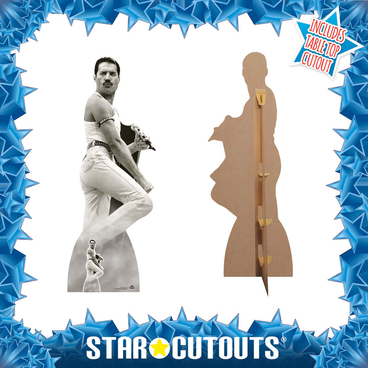 Freddie Mercury July 1985 Black and White (Live Aid) Height 179cm Lifesize Cardboard Cut Out With Mini