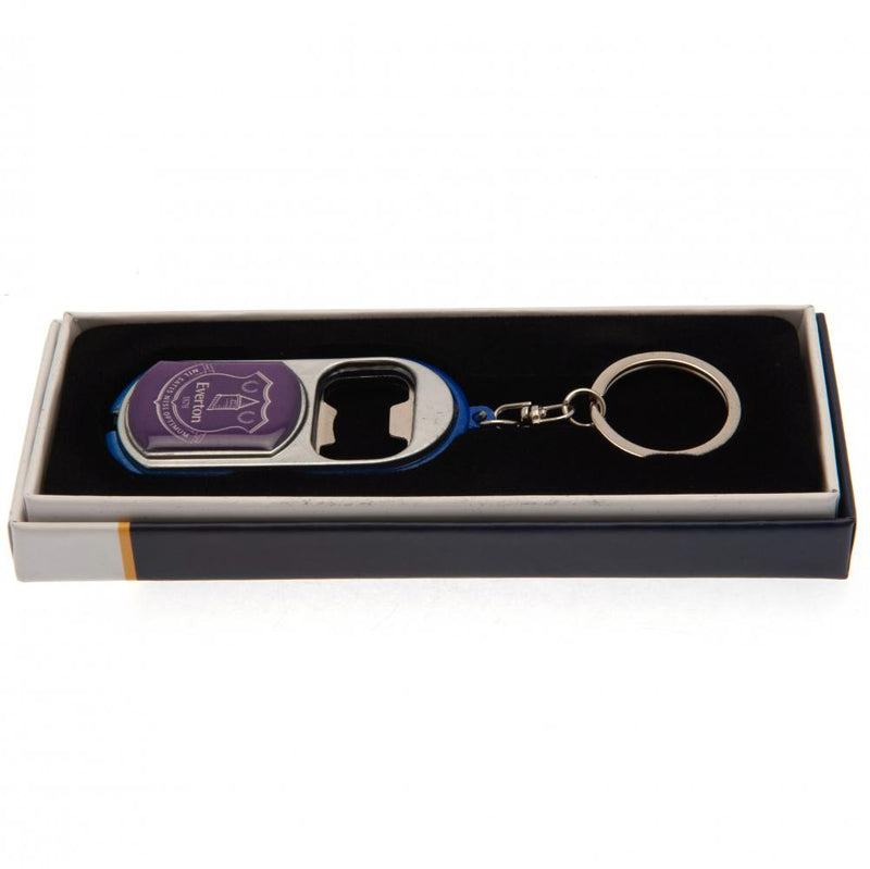 Everton FC Keyring Torch Bottle Opener, side angle