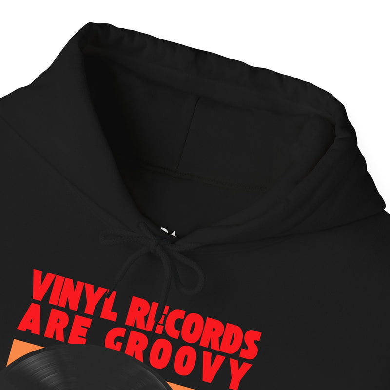 'Vinyl Records Are Groovy' Men's Hoodie, side angle