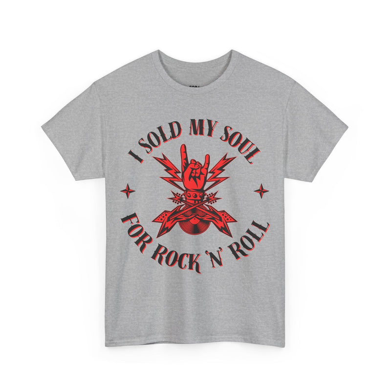 'I Sold My Soul for Rock 'n' Roll' T-Shirt, size reference