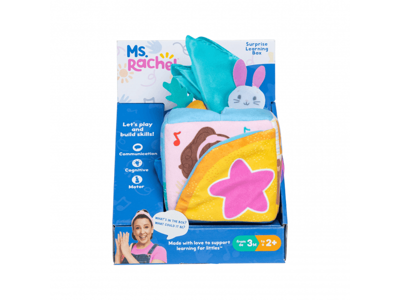 Ms Rachel Surprise Learning Box plush activity toy side angle