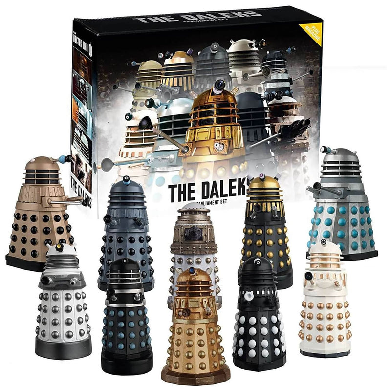 Doctor Who THE DALEKS PARLIAMENT SET - 10 Classic Dalek Figures Box Set + Magazine DWSUK002, rear view