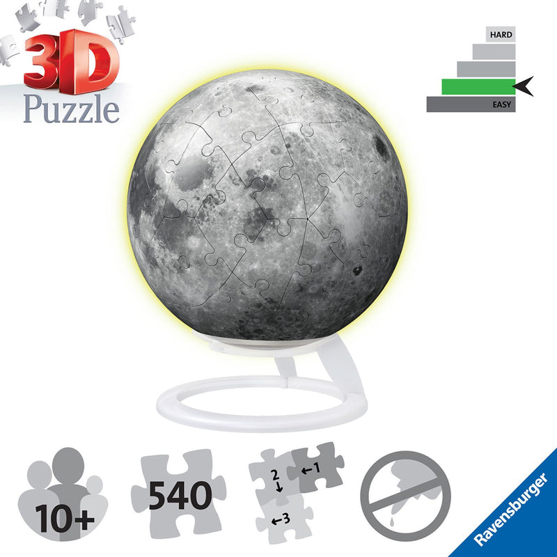 Glow in the Dark 3D Moon Puzzle Ball 72 Piece - Image