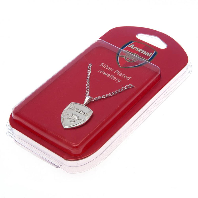 Arsenal FC Silver Plated Pendant & Chain XL, side angle
