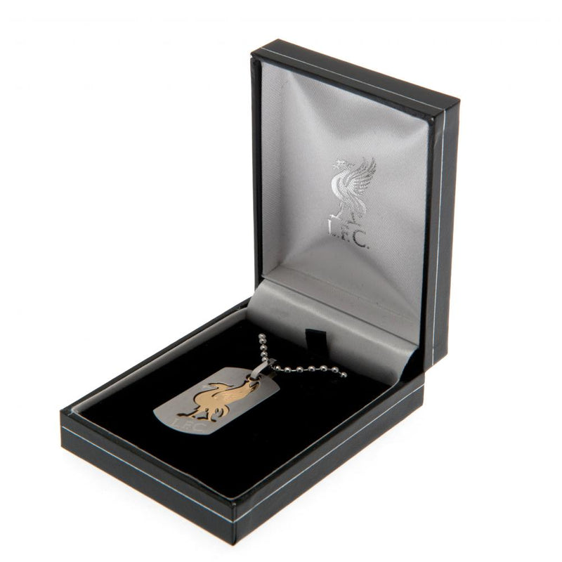 Liverpool FC Bi Colour Cut Out Dog Tag & Chain, side angle
