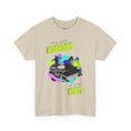 'It's Not Hoarding If It's Vinyl' Flouro Men's T-Shirt, showing reverse