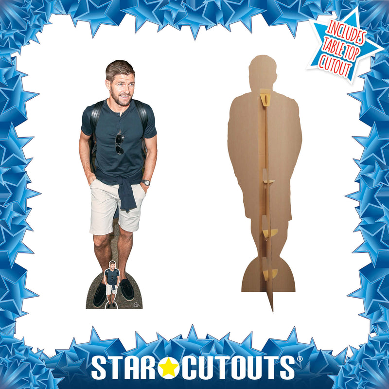 Steven Gerrard Football Manager Height 184cm Lifesize Cardboard Cut Out With Mini, side angle