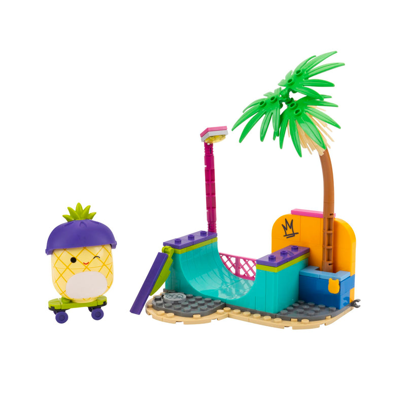 Squishmallows BLDR Maui Skatepark Building Set in use