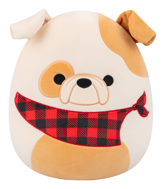 Squishmallows - 12in Brock the Bulldog w/Bandana collectible from Abgee