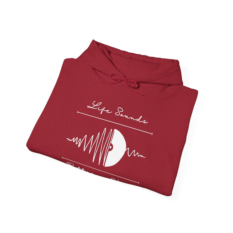 'Life Sounds Better on Vinyl' Men's Hoodie, packaging shot