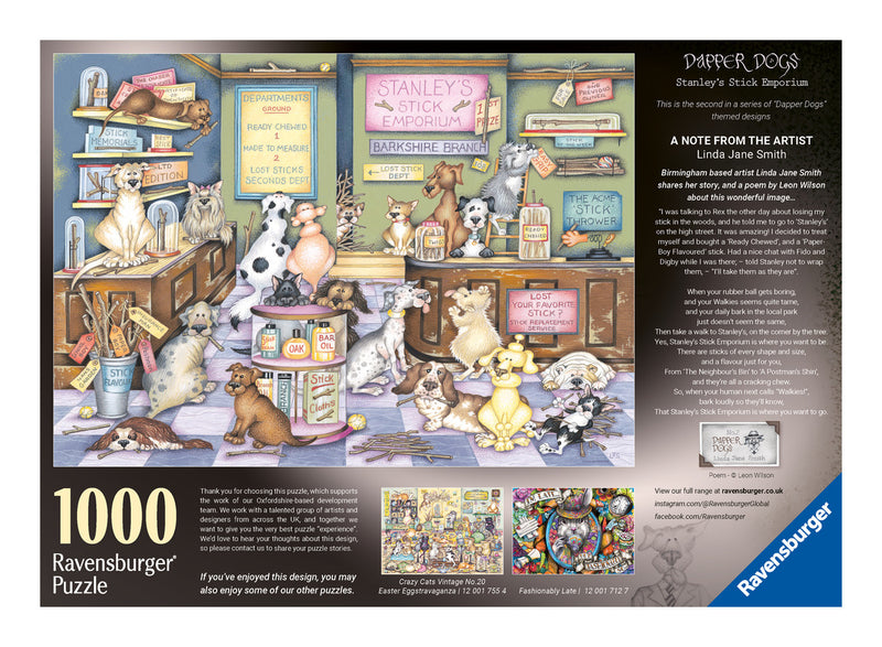 Dapper Dogs No 2: Stanley's Stick Emporium 1000 Piece Jigsaw Puzzle