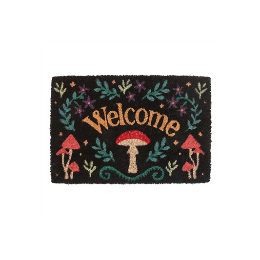 Black Mushroom Welcome Doormat, alternate view