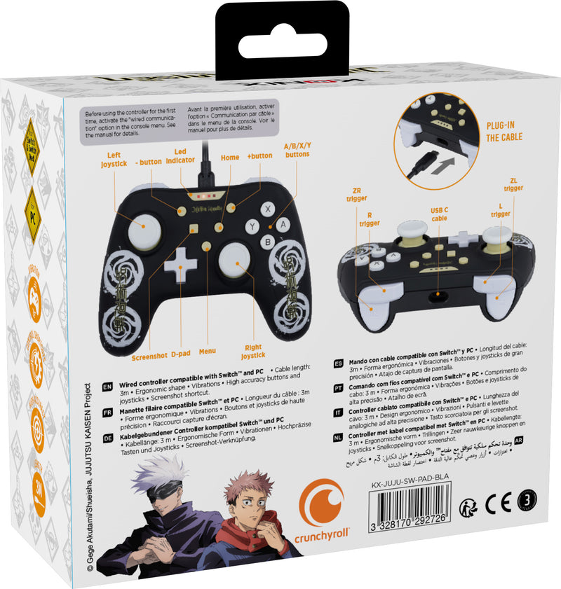 Konix Jujutsu Kaisen Wired Controller Black for Nintendo Switch close up detail