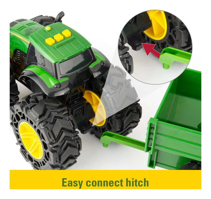 John Deere Lights & Sounds Tractor With Wagon - Image