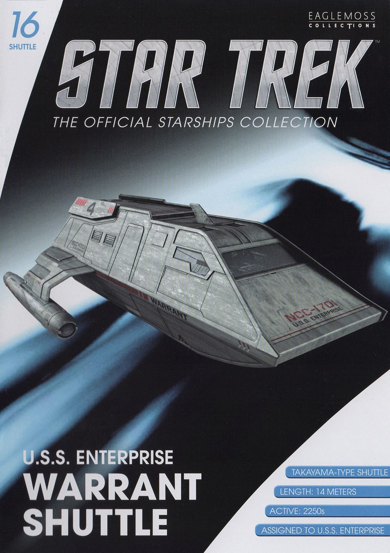 U.S.S. Enterprise Takayama-Type Shuttle - 4 Warrant Model Diecast Shuttlecraft Ship (Eaglemoss / Star Trek), rear view