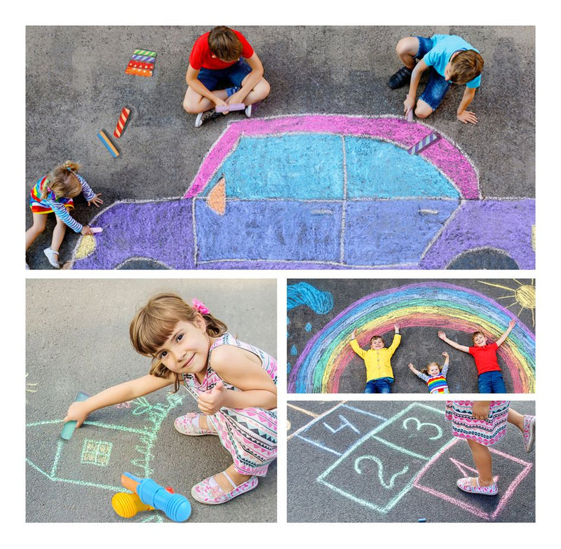 Washable Sidewalk 24 Colours Chalk With 2 Holders - Image