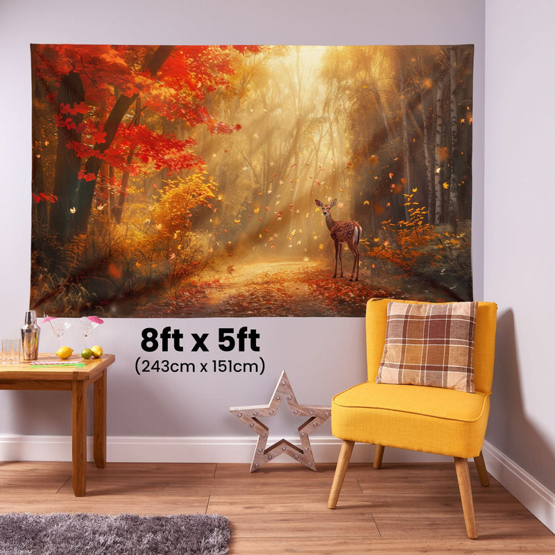 Autumn Scene Deer - 8ft x5ft Scenic Backdrop Banner collectible from https://britishmade.gifts/
