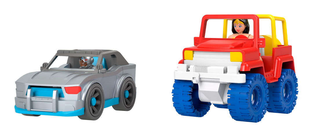 Imaginext DC Super Friends Heroes Batman, Wonder Woman and Cyborg 3" Assorted Figures Playset with Vehicles and Accessories
