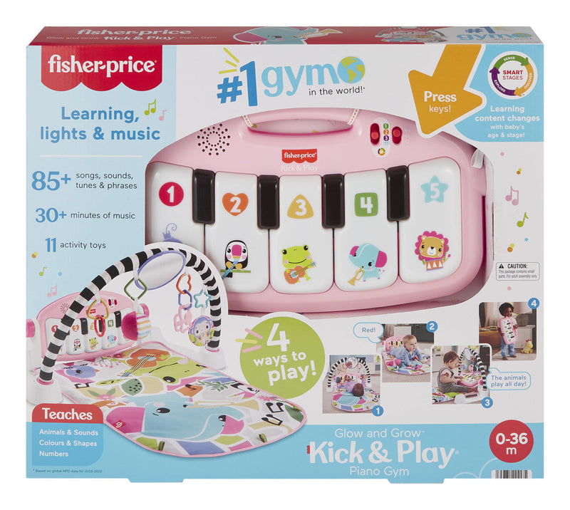 Fisher Price Glow and Grow Kick and Play Gym - Pink, size reference