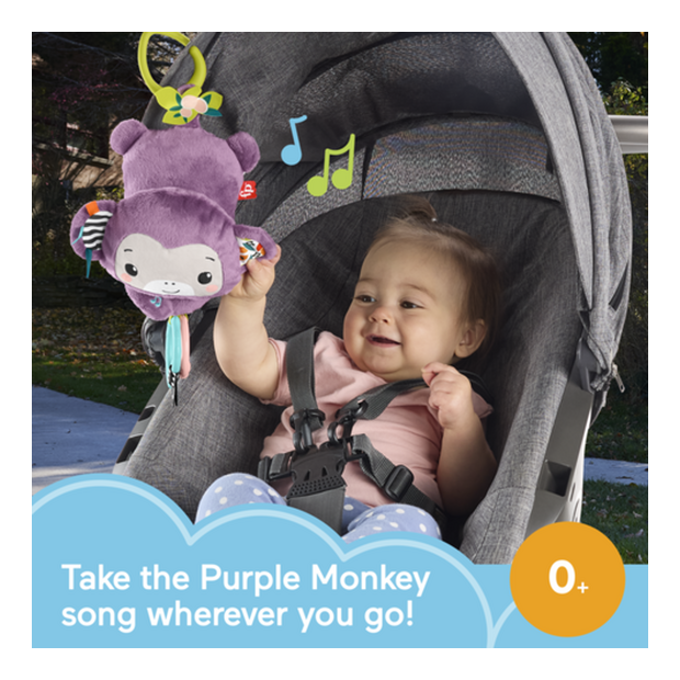 Fisher Price Sing & Go Purple Monkey, close-up detail