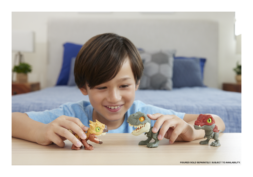 Jurassic World T. rex Velociraptor and Ankylosaurus Assorted 3" Scale Mighty Little Biters (3-Pack)
