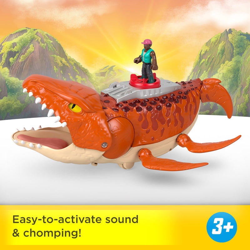 Imaginext Jurassic World 4 Lead Mosasaurus, side angle