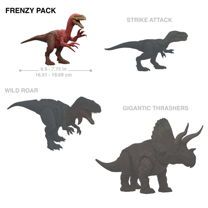 Jurassic World Saga Movable Dinosaur Assorted 7" Scale Collectible Figure With Wild Roar Frenzy Pack