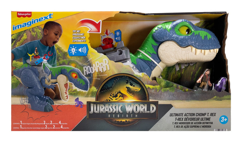 Imaginext Jurassic World 4 Chomp & Eat T-Rex, in display