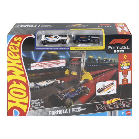 Hot Wheels Racing Formula 1 Grid Start Track Set with 2 die-cast F1 cars