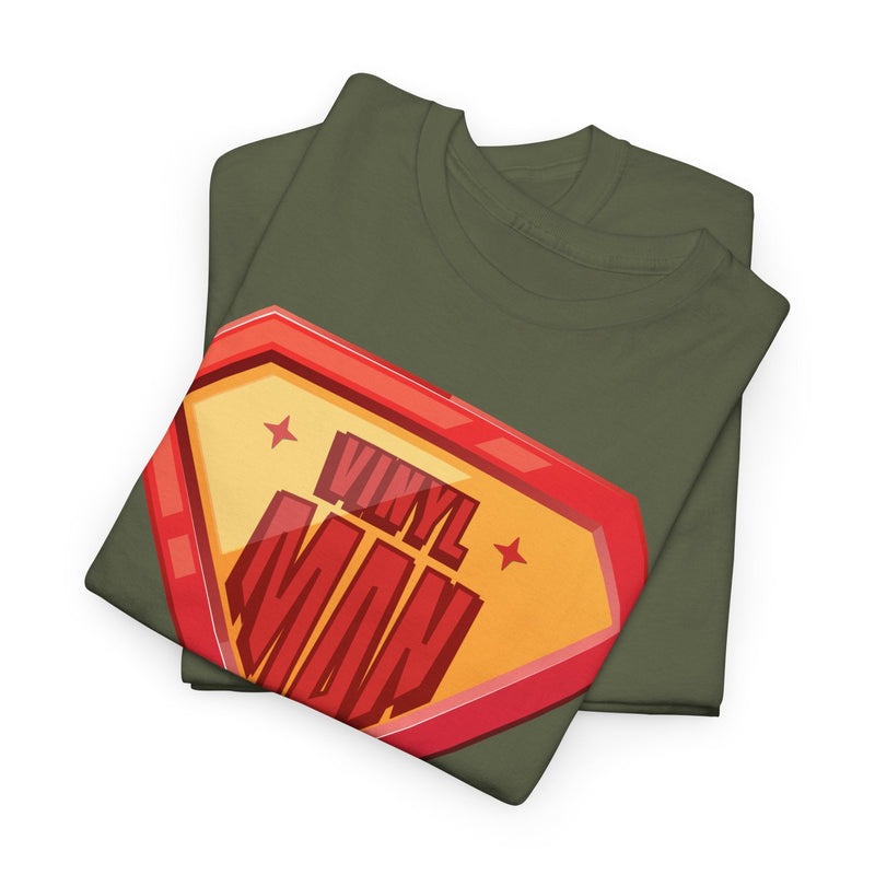 'Vinyl Man' Men's Superhero T-Shirt, packaging shot