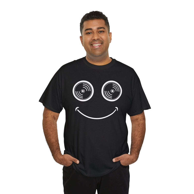 Vinyl Makes Me Happy Men's T-Shirt, showing reverse