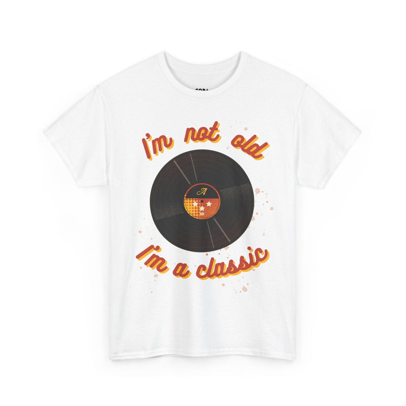 'I'm Not Old, I'm a Classic' Men's Vinyl Record T-Shirt, rear view