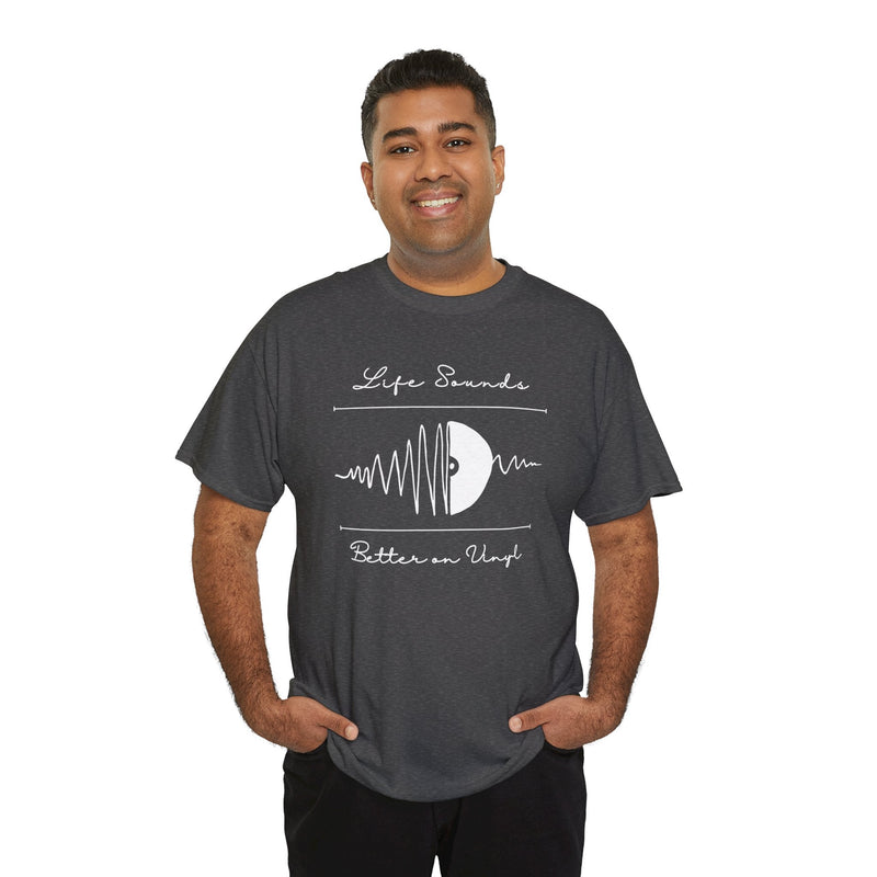 'Life Sounds Better on Vinyl' Men's T-Shirt, rear view