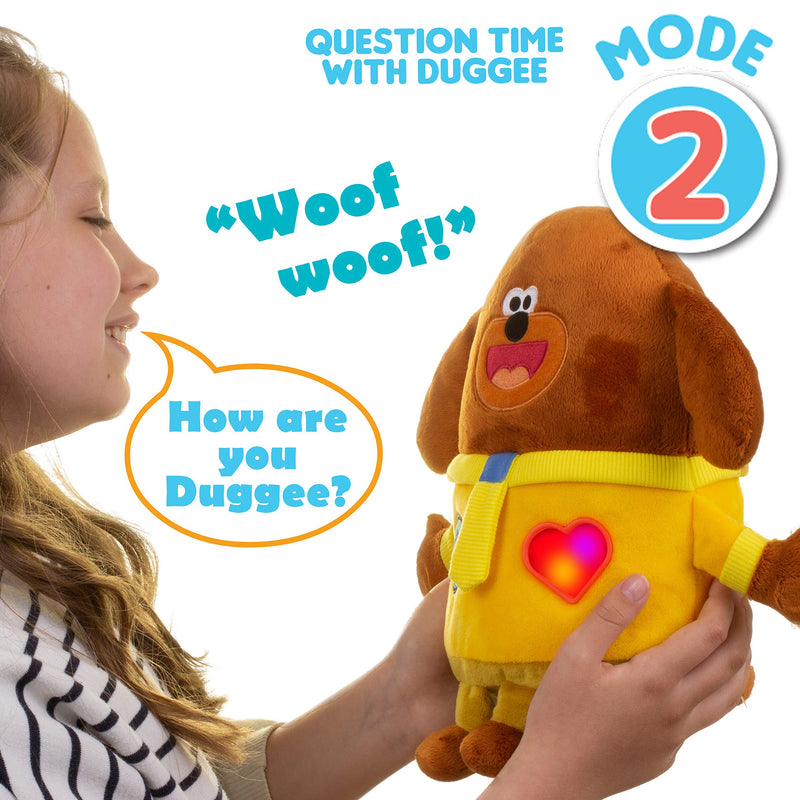 Hey Duggee Interactive Voice Activated Smart Duggee Soft Toy, in display