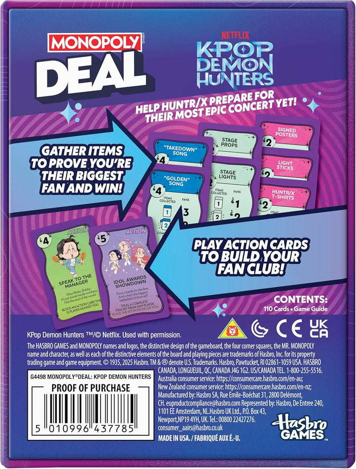 Monopoly Deal K-Pop Demon Hunters