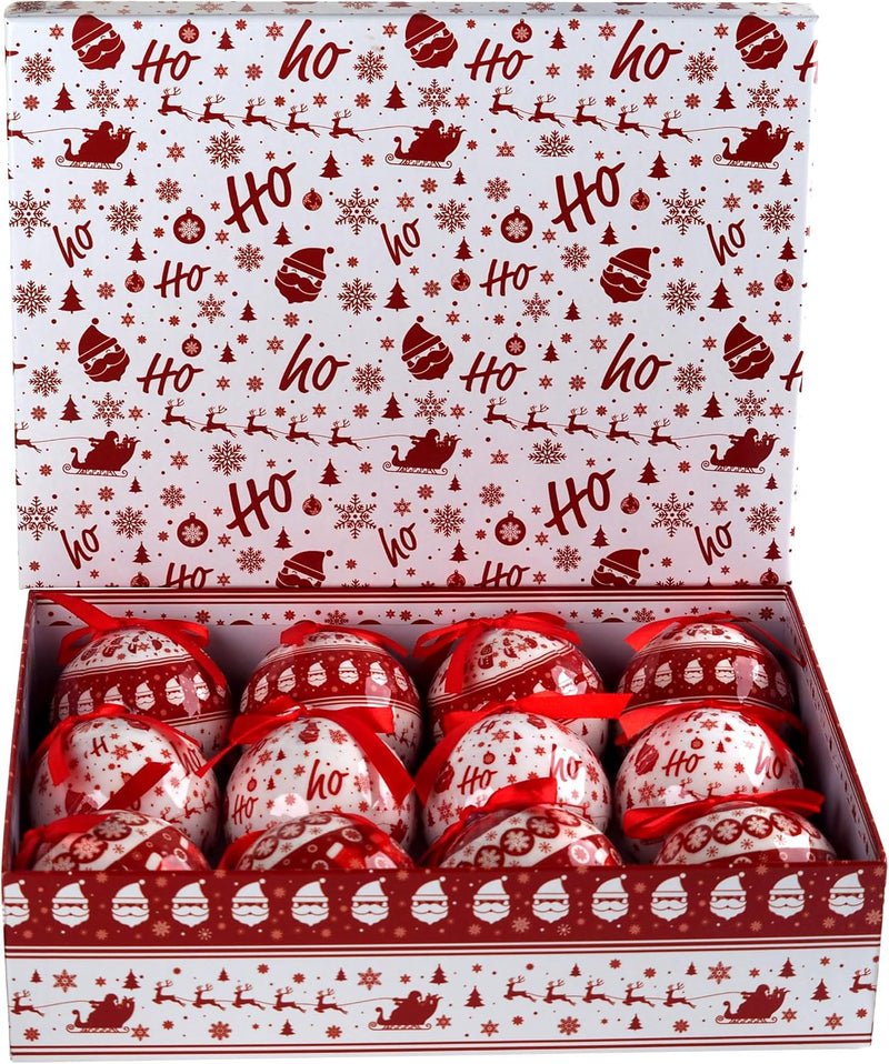 Scandinavian Nordic Christmas Baubles Set of 12 in Gift Box