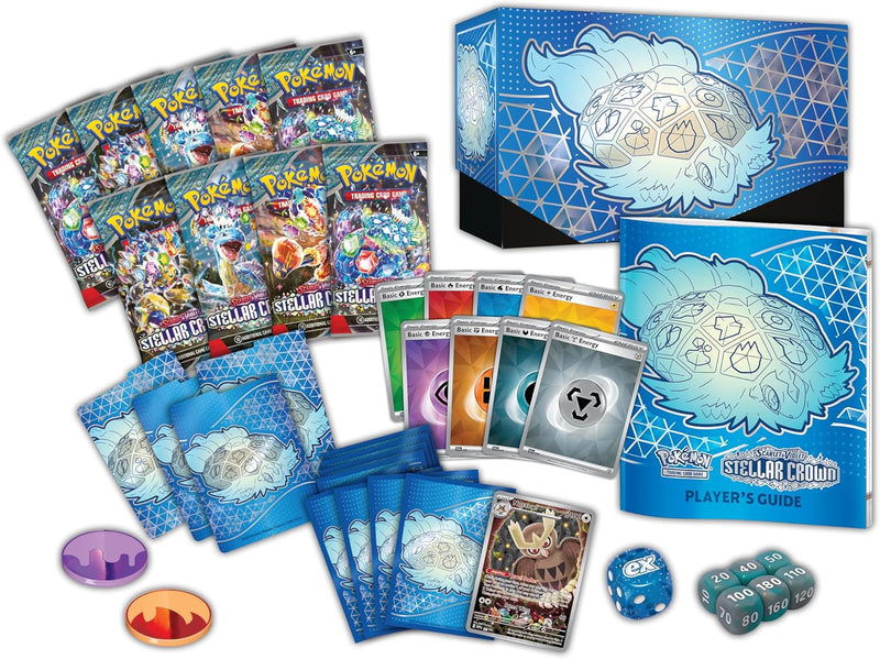 Pokemon TCG: Scarlet & Violet— ETB Stellar Crown Elite Trainer Box, close-up detail