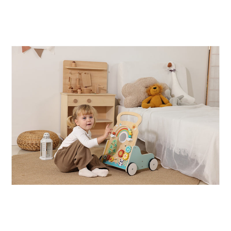 Wooden Rainbow Activity Baby Walker close up detail