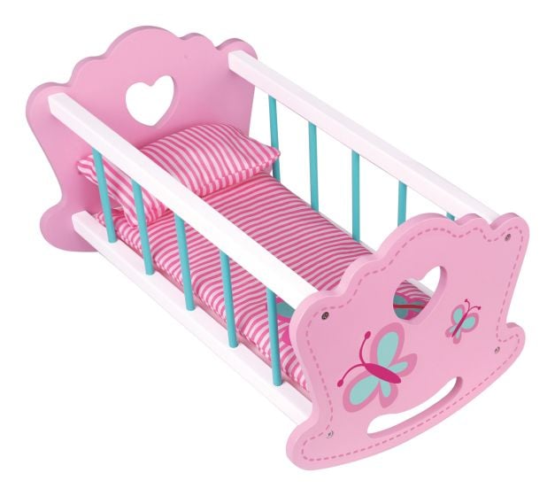 Wooden High Chair and Cradle Set, side angle