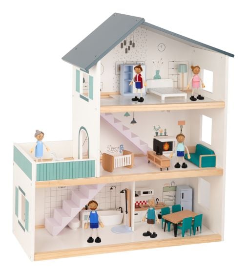 Wooden Doll House Playset Toy Set