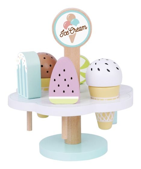 Wooden Ice Cream Playset Kids Pretend Toy, alternate view